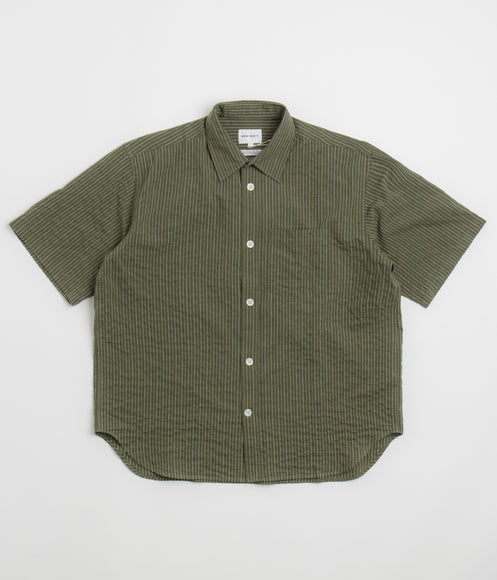 Norse Projects Mo Oversized Stripe Short Sleeve Shirt - Moss Green