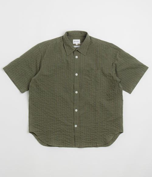 Norse Projects Mo Oversized Stripe Short Sleeve Shirt - Moss Green