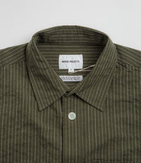 Norse Projects Mo Oversized Stripe Short Sleeve Shirt - Moss Green thumbnail