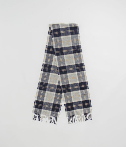 Norse Projects Norse Moon Merino Lambswool Checked Scarf - Navy