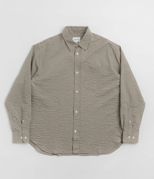 Norse Projects Ole Oversized Striped Shirt - Clay