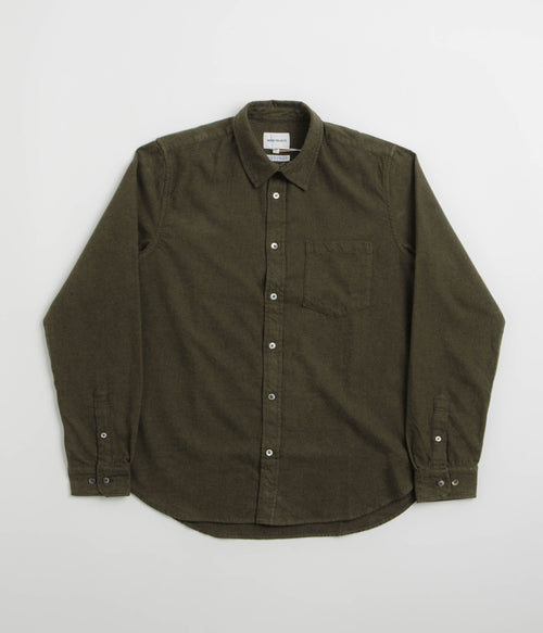 Norse Projects Osvald Organic Flannel Shirt - Sitka Green