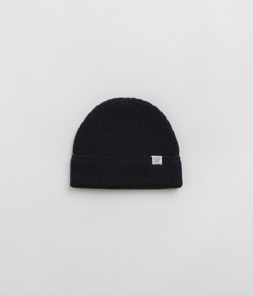 Norse Projects Wool Cotton Rib Beanie - Dark Navy