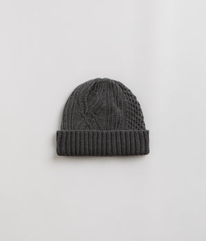 RoToTo Aran Cable Beanie - Black Denim