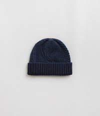 RoToTo Aran Cable Beanie - Dark Denim thumbnail