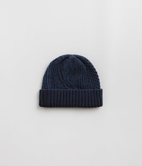 RoToTo Aran Cable Beanie - Dark Denim