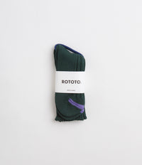 RoToTo Chunky Ribbed Crew Socks - Dark Green / Purple thumbnail