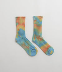 RoToTo Chunky Ribbed Socks - Orange / Light Blue / Light Yellow thumbnail