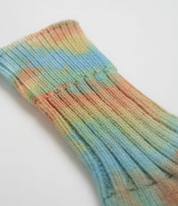 RoToTo Chunky Ribbed Socks - Orange / Light Blue / Light Yellow thumbnail