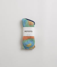 RoToTo Chunky Ribbed Socks - Orange / Light Blue / Light Yellow thumbnail