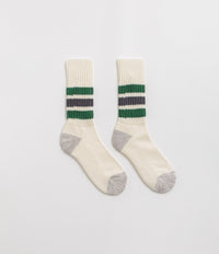 RoToTo Coarse Ribbed Socks - Green / Charcoal thumbnail