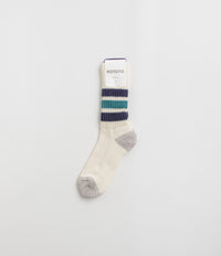 RoToTo Coarse Ribbed Socks - Navy Blue / NW Green thumbnail