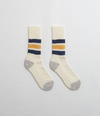 RoToTo Coarse Ribbed Socks - Navy / Yellow thumbnail