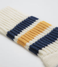 RoToTo Coarse Ribbed Socks - Navy / Yellow thumbnail