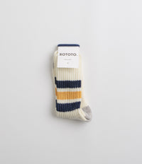 RoToTo Coarse Ribbed Socks - Navy / Yellow thumbnail