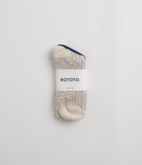 RoToTo Kasuri Ribbed Socks - Coral / Blue thumbnail