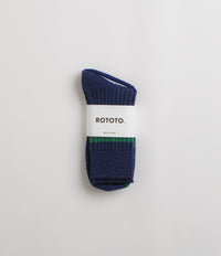 RoToTo Merino Lambswool Socks - Navy Blue / Green thumbnail