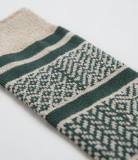 RoToTo Multi Jacquard Socks - Ivory / Dark Green thumbnail