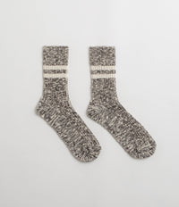 RoToTo OG Cotton Slub Stripe Socks - Black thumbnail