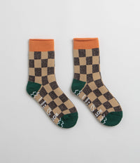 RoToTo Pile Room Socks - Beige / Dark Green thumbnail