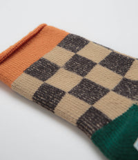 RoToTo Pile Room Socks - Beige / Dark Green thumbnail