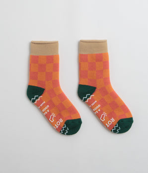 RoToTo Pile Room Socks - Light Orange / Dark Green