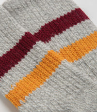 RoToTo Retro Winter Socks - Grey / Burgundy / Dark Yellow thumbnail