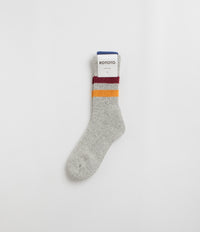 RoToTo Retro Winter Socks - Grey / Burgundy / Dark Yellow thumbnail