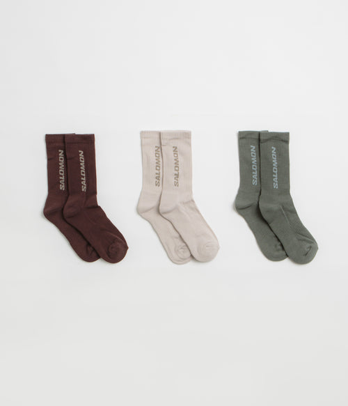 Salomon Everyday Crew Socks (3 Pack) - Silver Cloud / Sedona Sage / French Roast