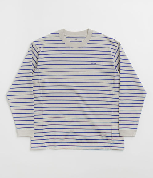 Snow Peak Border Long Sleeve T-Shirt - White / Blue