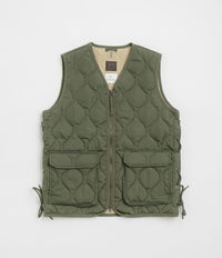 Taion Military W-Zip Lace Up V Neck Down Vest - Olive thumbnail