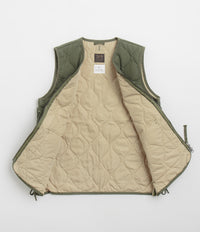 Taion Military W-Zip Lace Up V Neck Down Vest - Olive thumbnail