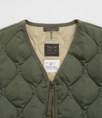 Taion Military W-Zip Lace Up V Neck Down Vest - Olive thumbnail