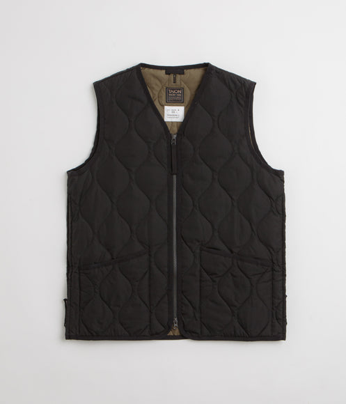 Taion Military W-Zip V Neck Down Vest - Black