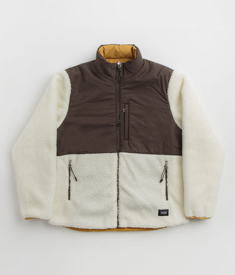 Taion Reversible Down Jacket in Camel and Dark Chocolate / Ivory