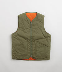 Universal Works Reversible Military Liner Gilet - Olive / Orange thumbnail