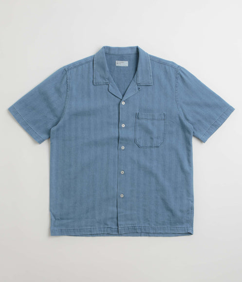 Universal Works Road Shirt - Washed Indigo / Herringbone