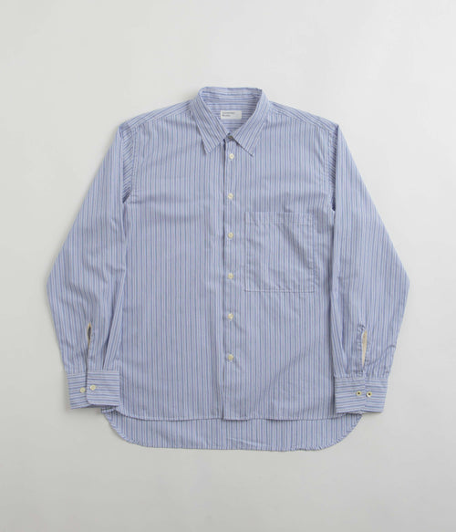 Universal Works Square Pocket Shirt - Blue / Navy Stripe