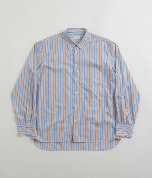 Universal Works Square Pocket Shirt - Blue / Orange Stripe
