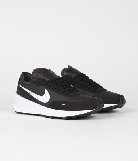 Nike Waffle One Leather Shoes in Black and White and Black - White