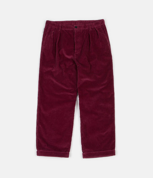 Albam Cord Pleat Trousers - Maroon