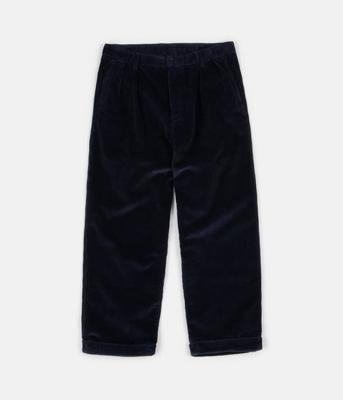Albam Cord Pleat Trousers - Navy