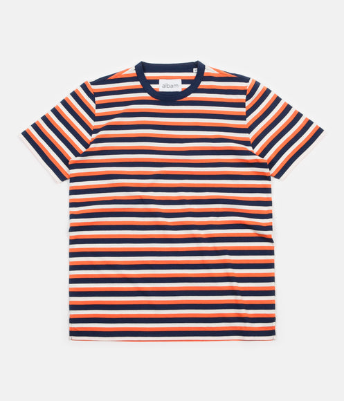 Albam Striped T-Shirt - Orange / Navy / Ecru