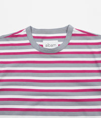 Albam Striped T-Shirt - Raspberry / Quarry / White thumbnail