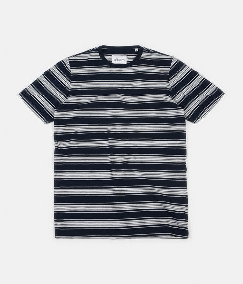 Albam Vintage Stripe T-Shirt - Navy / White / Grey Marl
