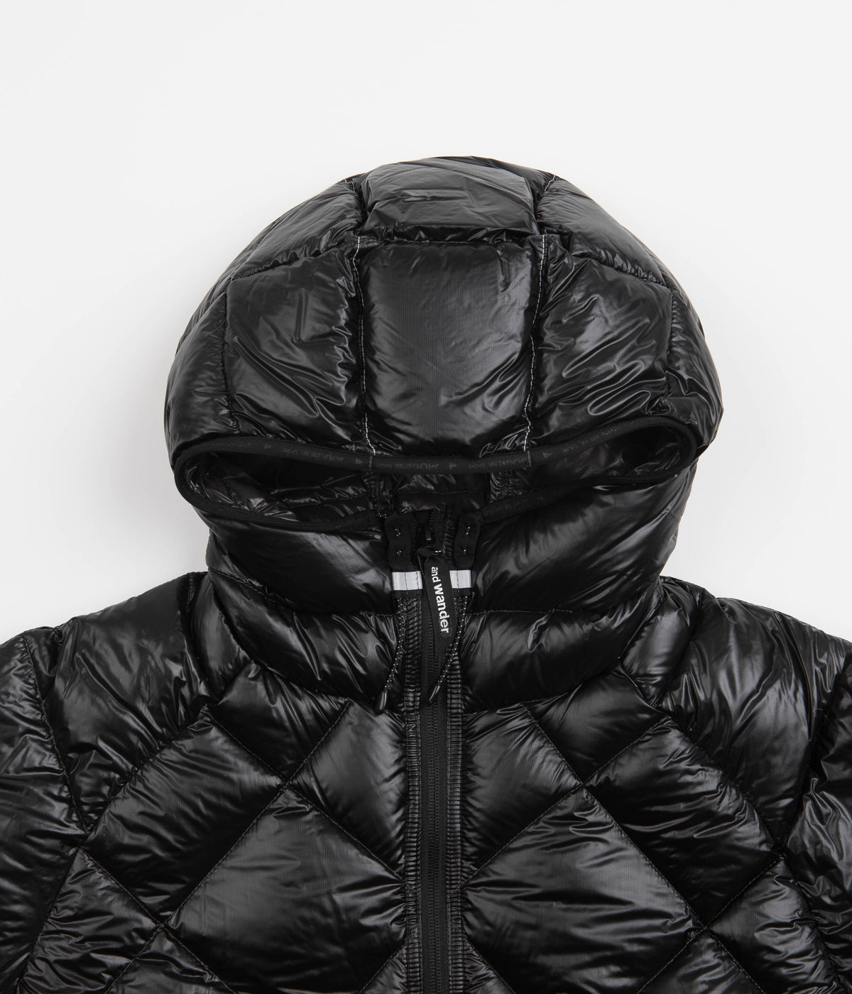 and wander Diamond Stitch Down Hooded Jacket - Black | Always in Colour