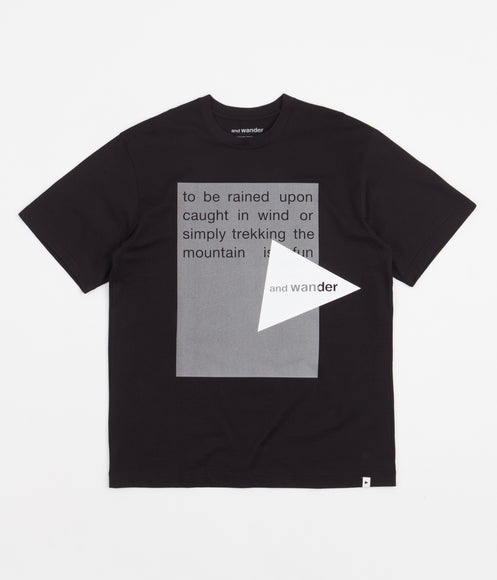 and wander Reflective Logo T-Shirt - Black