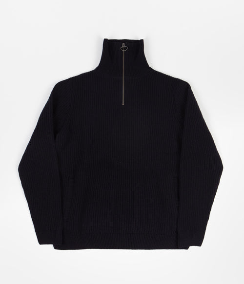 Barbour White Label Crook Knitted 1/2 Zip Sweatshirt - Navy