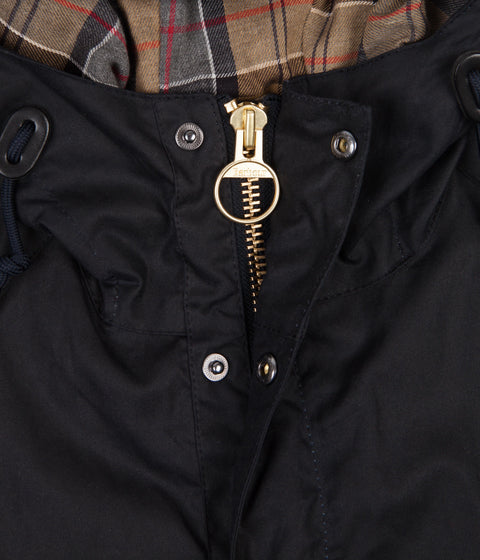 Barbour White Label Slim Bedale Hooded Wax Jacket in Navy