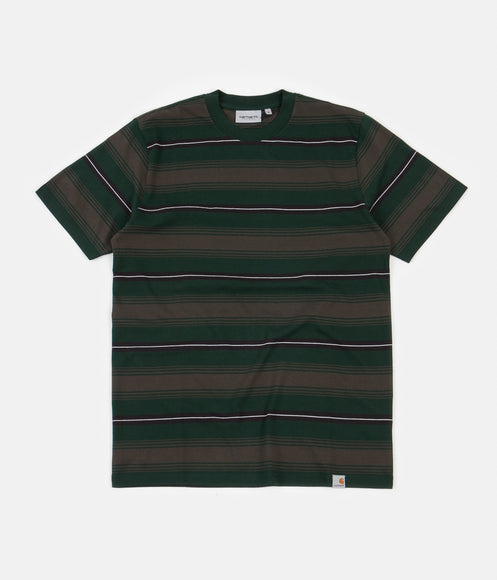 Carhartt Buren Stripe T-Shirt - Bottle Green